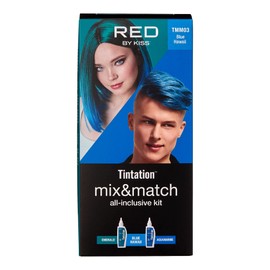 RED by Kiss Hair Color Kit - Tintation Mix & Match All-Inclusive Bleach and Two Semi-permanent Hair Colors (Blue Hawaii)