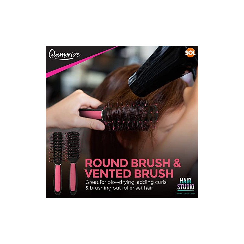 SOL 5pk Hair Brush Set for Women - Paddle, Round