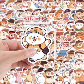 100 Pcs Kawai Bear Stickers for Kids Teens Adults Boys Girls Gift,Bear Stickers Pack for Laptop,Skateboar,Luggage,Car,Bike, Cup,Computer,Water Bottle Decor,Vinyl Waterproof Sticker
