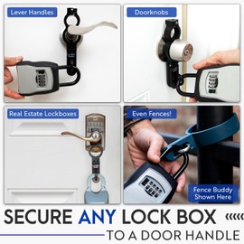 Fence Buddy - Secure Lock Box Attachment for Lever Handles - Realtors, Vacation Rentals and Real Estate Agent Supplies - Realtor Supplies for Key Lock Box for Keys with Code (1 Pack)