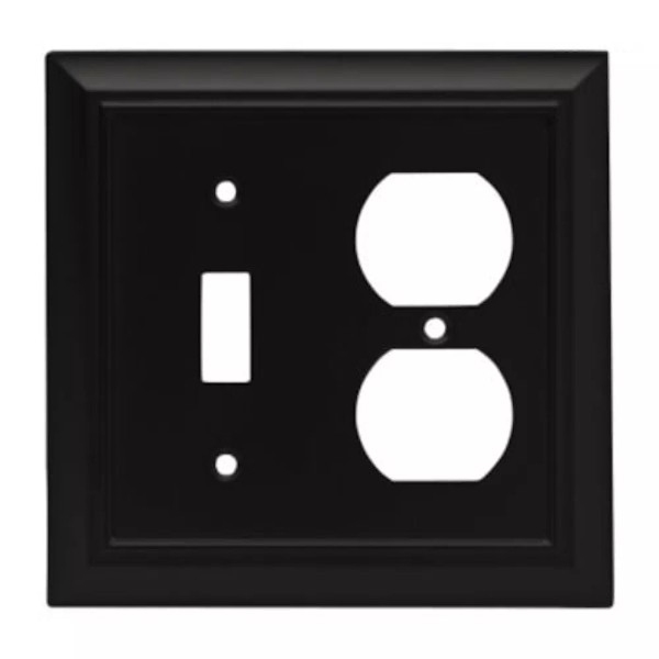 Brainerd W069ZMC-FB-U Flat Black Architect Single Switch Duplex Cover Plate