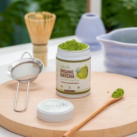 MatchAiA USDA-Certified Organic Matcha, Ceremonial Grade, 100% Pure Green Tea Powder, Superior First Spring Harvest, Sugar Free, Gluten Free (60g / 2.1oz Tin Can)