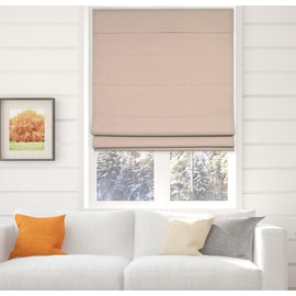 Arlo Blinds Thermal Room Darkening Fabric Roman Shades, Color: Oatmeal Textured, Size: 29.5" W X 72" H, Cordless Lift Window Blinds