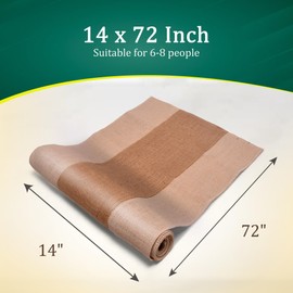 Burlap Table Runners (Pack of 6) – 14”x 72” - No-Fray Finished Edge Natural Table Runner – No Odor Farmhouse Style Natural Stripe on White Burlap Runner - Perfect for Christmas, Wedding, Thanksgiving