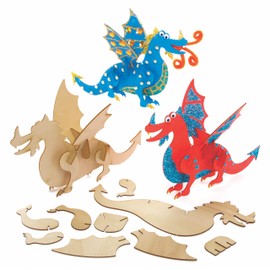 Baker Ross Dragon Woodcraft Kits - Pack of 3, Chinese New Year Craft Kit, Crafts for Kids (AX842)