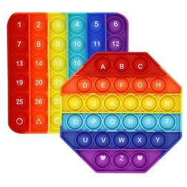 Fuushspoy Squishy Toys (Numbers English Alphabet Set of 2) Push Pop Educational Toys Learning Toys Board Games Push Pop Bubbles Stress Reliever Decompression Toys Bath Toys