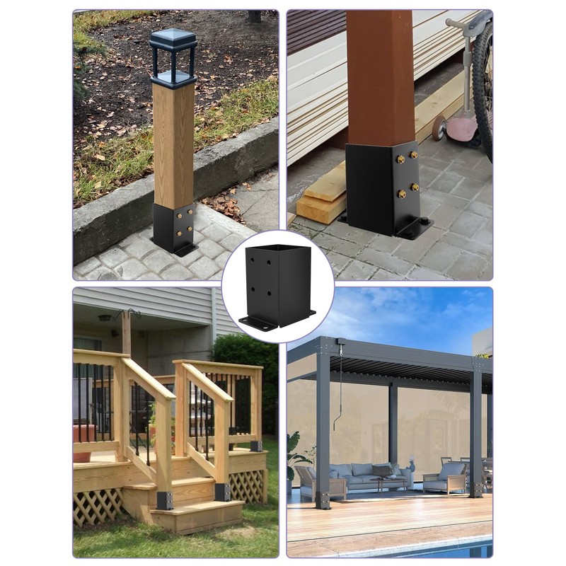 2 PCS Metal 4×4 Post Base, Inner Size 3.5"x3.5" Heavy