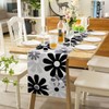 Black Grey Table Runner Modern Floral Table Runner Outdoor Table