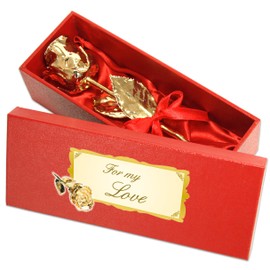 Real Golden Rose With Dedication For My Love 999 Gold Plated Approx 28cm With Gift Box And Certificate Of Authenticity