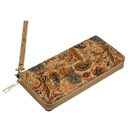 LAM GALLERY Vegan Cork Wallets Purse Handbags for Womens Eco Friendly Cork Clutch Bag (Wrist Cashew)