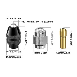 CHENNAN 11 Piece Drill Chuck Adapter Set Black Dremel 4486 Drill Chuck Silver 4485 Collets for Dremel Chuck for Dremel Replacement Premium Set for Dremel Model 3000, 395, 4000, 400, 300, 398, 8200 etc