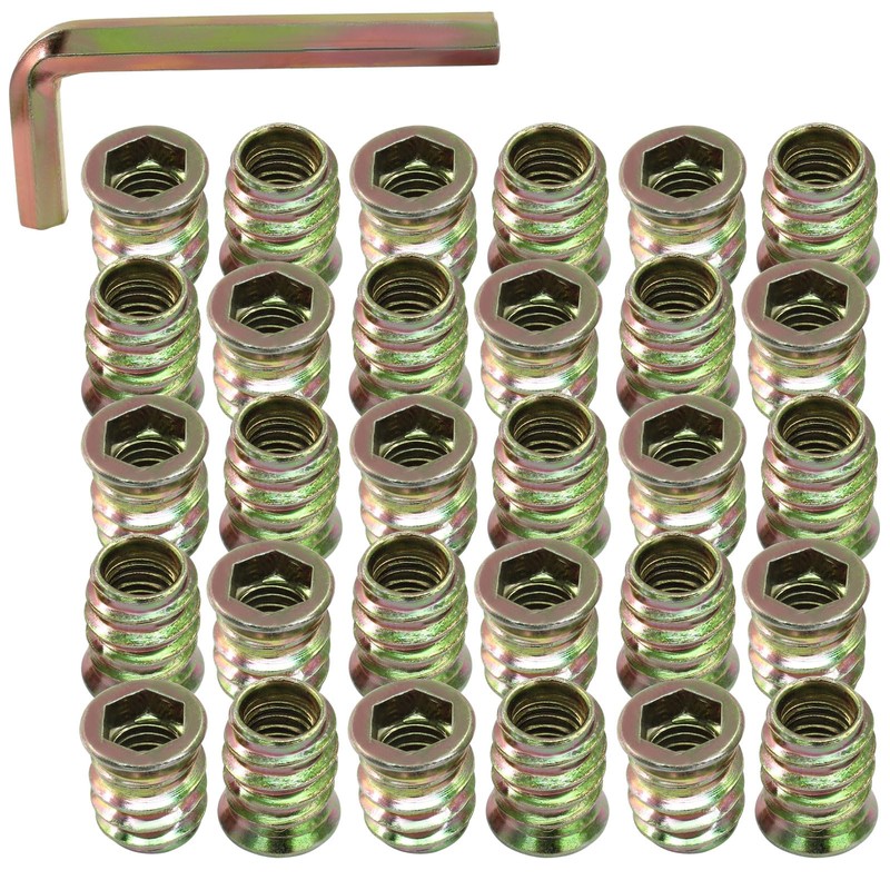 Moicstiy 20 Pcs 3/8"-16x 20mm Threaded Inserts for Wood, Nut