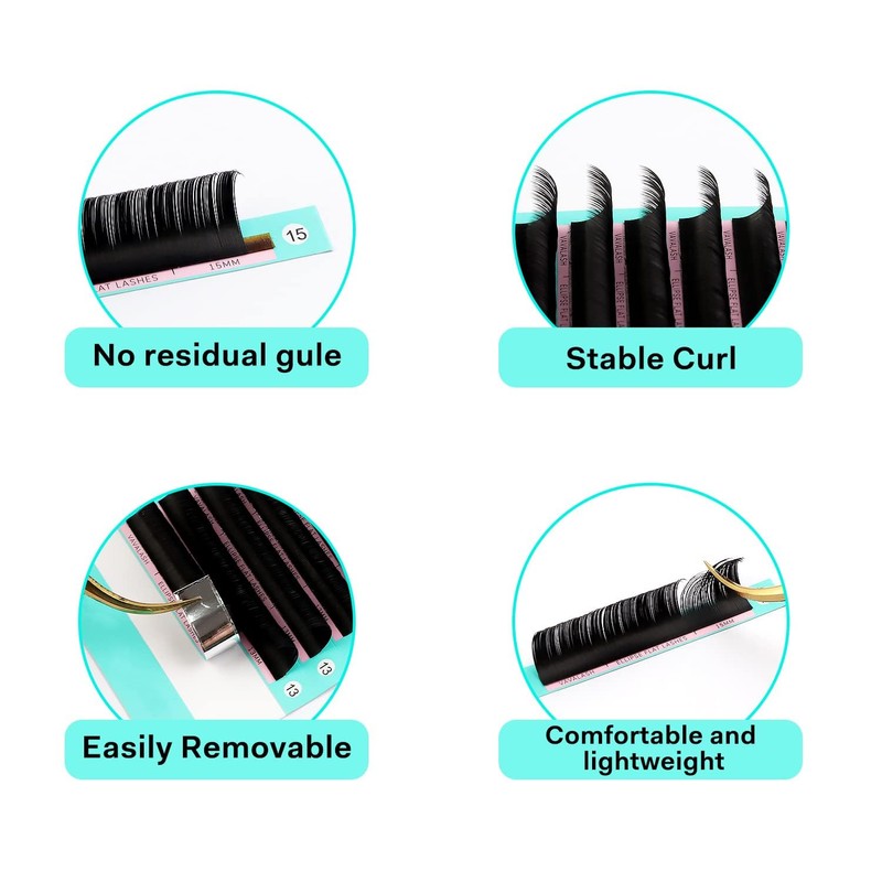Ellipse Eyelash Extensions 0.2mm D Curl 14mm Flat Eyelash Extension