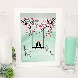 Streamside Shoppe Sand Ceremony Set, White Shadow Box Two Hearts one Love, Shadow Box Wedding, Vow Renewal, Unity Sand Ceremony Set, Beach Wedding Decor, Unity Candle Set, Destination Wedding