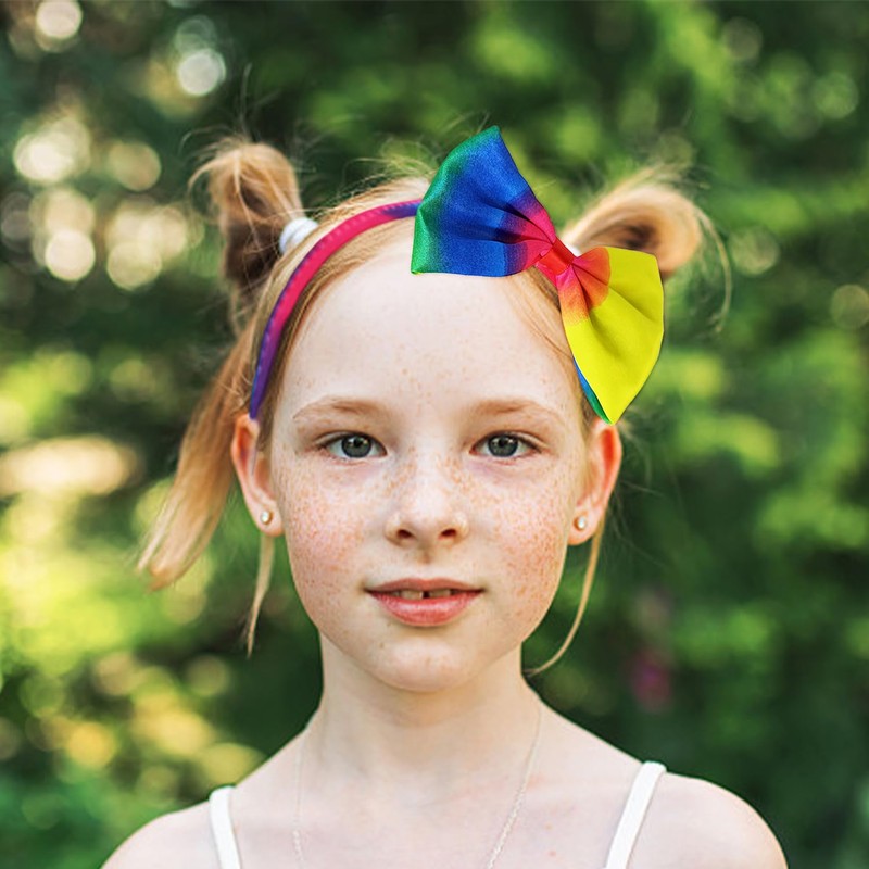 6 Stücke Regenbogen Haarzubehör, Einfaches Stirnband, Streamer -Haarring, Bogenkantenclip, Party