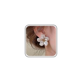 Aneneiceera Vintage Acrylic Flower Stud Earrings White Flower Petal Earrings Large Flower Earrings White Flower Earrings Jewelry for Women
