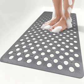 Mofonky Bathtub Mat Non Slip: 30" x 17" Shower Mats for Inside Shower with Quick-Dry Drain Holes and Suction Cups - Soft Comfortable Safe Bath Mat for Tub,Floor,Tile