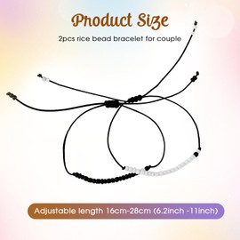 DIVINA VITAE Matching Couples Bracelets Adjustable Boyfriend Girlfriend Bracelets Matching Bead Promise Bracelet for Her Him Women Men(Black + White)