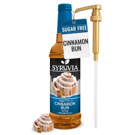 Syruvia Sugar-Free Cinnamon Bun Coffee Syrup - 25.4 fl oz Premium Coffee Flavoring Syrup - 0 Calorie- Kosher Coffee Syrups, Gluten Free, Perfect for Drinks, Soda, Shakes, and More With Pump