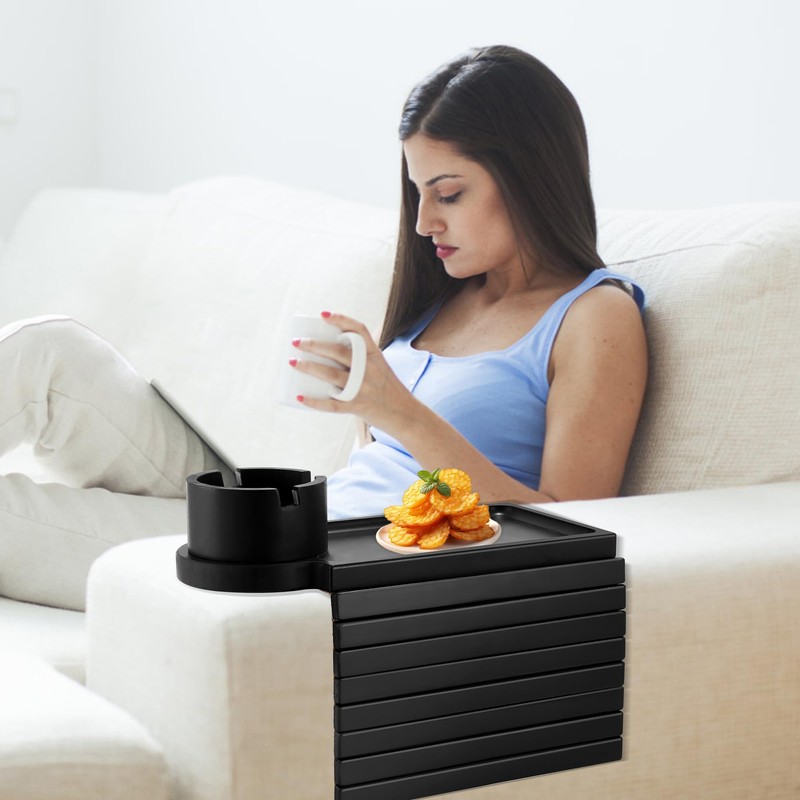 GHKINMAL Couch Cup Holder Tray, 3 in 1 Large Couch