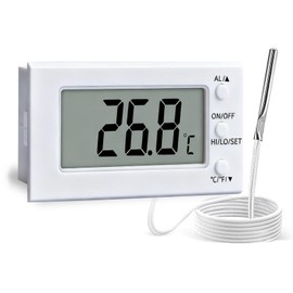 Oven Thermometer Digital for Inside Oven Resistant 300°C, Fast And Convenient Instant Read Food Temperature Probe for Oven, Smoker, BBQ, Oil, Milk, Deep Frying with Timer Alarm (White)