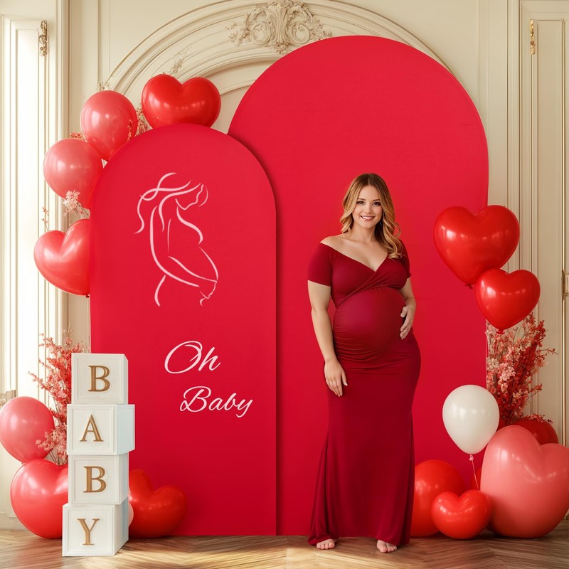 Red Arch Backdrop Covers - 7.2FT, 6FT Spandex Fitted Wedding