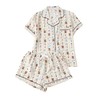 MakeMeChic Women's 2 Piece Pajama Set Bear Print Button Down