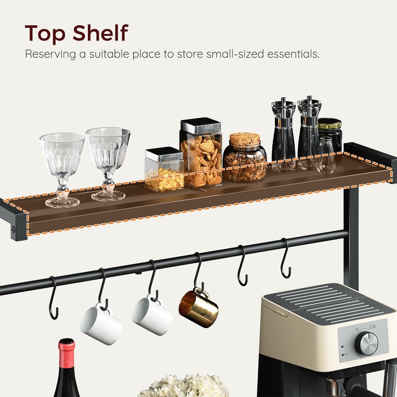 MAHANCRIS Bakers Rack with Power Outlet, Kitchen Storage Shelf with