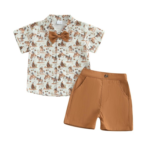 Toddler Infant Baby Boy Summer Gentleman Outfits Short Sleeve Cartoon