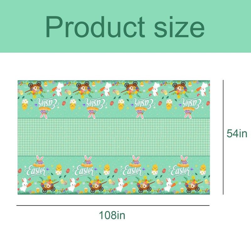 Fogcosy Easter Table Cloth,Easter Decorations Wipe Clean Tablecloth,Egg Chick PVC