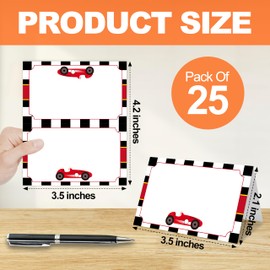 HMJKL Table Place Cards, Race Car Place Cards for Table Setting, Racing Car Themed Tent Style Food Name Labels, Receptions Parties Events Celebrations Fill-in Place Cards, 25 Pack -09