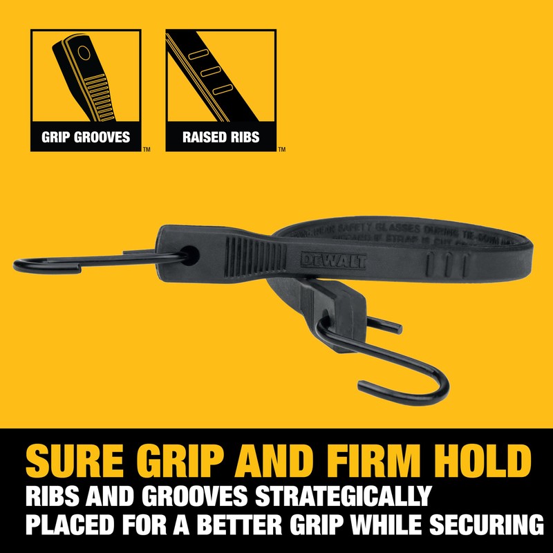 DEWALT DXBC3001021 Black/Yellow 21" Rubber Tarp Straps, 10 Pack
