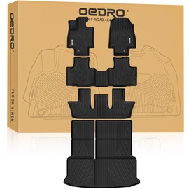 OEDRO Upgraded Floor Mats Fit for Toyota Grand Highlander 2024 2025 w/Subwoofer 7 Seat (Include Hybrid), TPE Interior Seat Back Covers and Cargo Liner Behind 3rd Row (Trunk Mat with Backrest Mat)