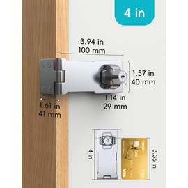 I-EASYDWW Keyed Hasp Locks, Cabinet Locks, Twist Knob Keyed Locking Hasp for Cabinet Small Door, Zinc Alloy with Iron Chrome Plating, with Keys and Screws, Silver, 4 Inches