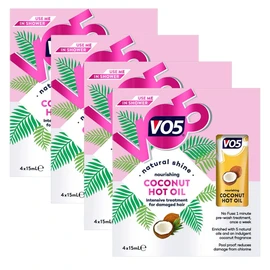 VO5 Nourishing Coconut Hot Oil Natural Shine and Intensive Pre Wash Treatment for Dry and Damaged Hair Reduces Breakage from Brushing also Suitable for Colour-Treated Hair, 4x15ml (Buy 4)