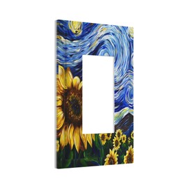 Sghxwp Vintage Abstract Blue Starry Sunflower 1 Gang Rocker Light Switch Covers Single Decora Outlet Wall Plate Decorative Switchplate Faceplate GFCI for Farmhouse Country Bedroom Decor