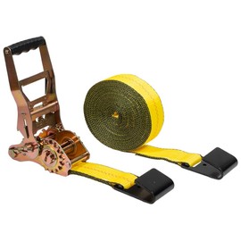 Mytee Products 4" x30' Self-Tensioning Ratchet Tie Down Straps with Flat Hooks - 5,400 Lbs WLL - Heavy Duty Tie Down Ratchet Straps for Flatbed, Truck, Trailers, Cargo, Pickup - Yellow