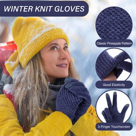 FZ FANTASTIC ZONE Womens Winter Gloves with Touchscreen Warm Chenille Knit Thermal Gloves for Women Cold Weather Gifts