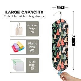 Christmas Tree Grocery Bag Holder and Dispenser Christmas Plastic Bags Organizer Garbage Shopping Trash Bags Storage for Kitchen Home Housewarming Gifts for Women Friends