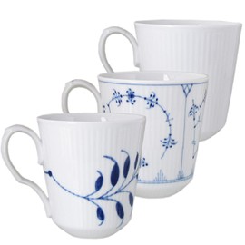 Royal Copenhagen History Mix 1025896 Set of 3 Porcelain Mugs Blue/White 37cl Dimensions 8.9 cm x 8.9 cm x 11 cm
