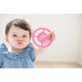 Bella Tunno Happy Teether – Soft & Easy Grip Baby Teether Toy, Silicone Teether Ring to Help Soothe Gums, Non-Toxic and BPA Free, Hello Gorgeous