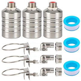 3 Pack Water Float Valve For Water Tank,1/2" to 3/4'' Fully Automatic Water Level Control Float Valve, 304 Stainless Steel Water Trough Float Valve For Water Tank Pool Livestock Troughs Distille