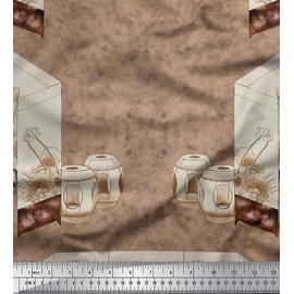 Soimoi Pink Cotton Canvas Fabric & Floral Artistic Decor Fabric Printed BTY 56 Inch Wide