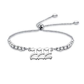 WKXZMTR Angel Number Bracelets for Women Adjustable Friendship Chain Bracelets Numerology Jewelry Birthday Gift for Women (222)