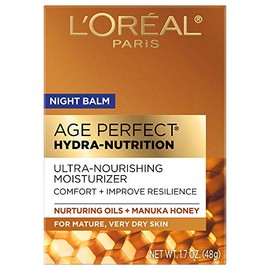 Night Cream by L’Oreal Paris, Age Perfect Hydra-Nutrition Night Balm Face Moisturizer with Manuka Honey Extract and Nurturing Oils to Comfort and Impr