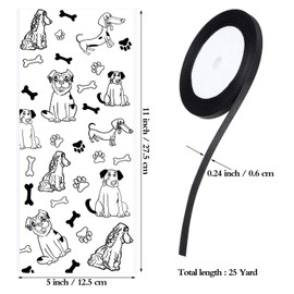 Boao 100 Pcs Dog Paw Bone Print Treat Bags Heat Sealable Dog Cellophane Candy Cookie Goodie Bag with Black Ribbon for Pet Birthday Party Favor Supplies(Puppy Print)