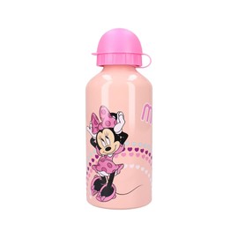 My sweety pop - Drinking Bottle Minnie Children's Aluminium Nursery School Holiday Food 19 cm 500 ml Hydration Gift Idea (Minnie Mouse - Pink/Peach)