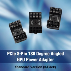 PCIe 8-Pin 180 Degree Angled GPU Power Adapter, Standard Version (3-Pack) (G08-PCIESTD-3)