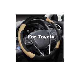 OHHMNKK Custom-Fit Steering Wheel Cover for Toyota Camry Corolla Highlander Rav4 4Runner Sienna Avalon Land Cruiser Prius (Beige)