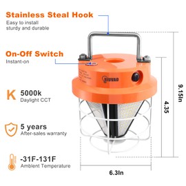 Led Temporary Work Light 100W，Super Bright 15000LM 5000k Construction Lights with Hook Portable Hanging Linkable Durable LED Work Temp Lights for Damp Location Outdoor Indoor Area Lighting